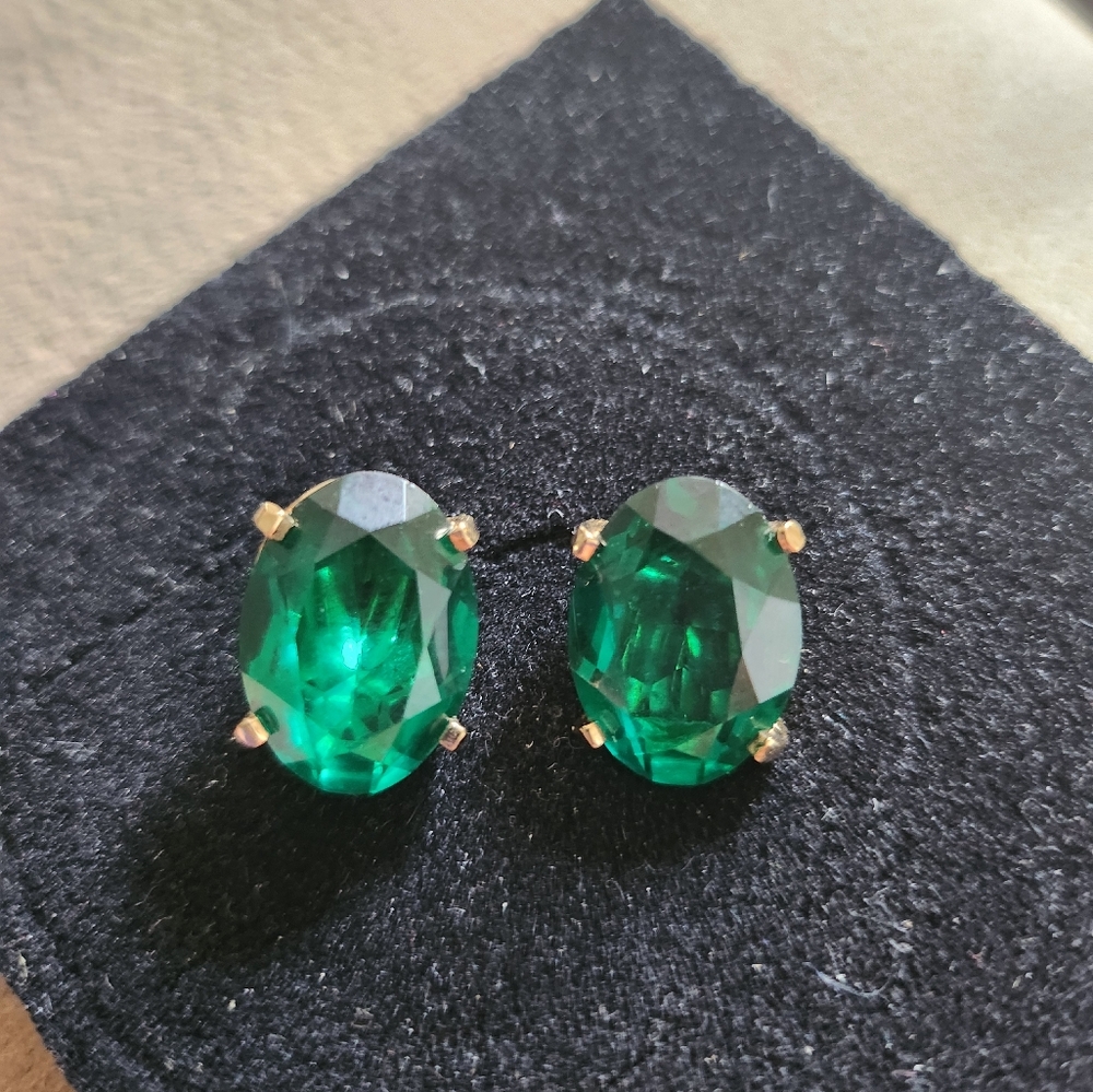 Panetta faux emerald clip on earrings